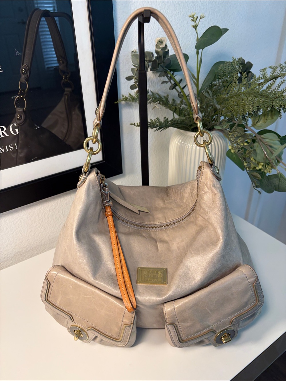 Coach Poppy Y2K Leather Double Pocket Leather Swing Hobo Bag